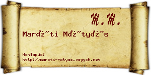 Maróti Mátyás névjegykártya